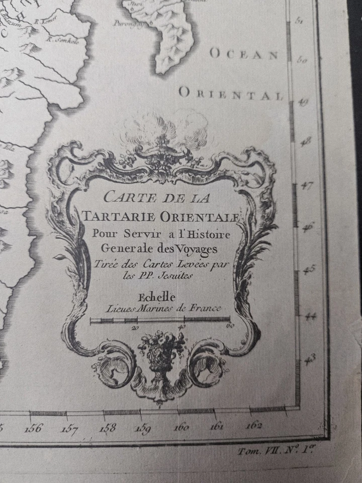 Mapa raro del siglo XVIII: Carte de la Tartarie Orientale - Histoire Générale des Voyages Foto 4 de 4