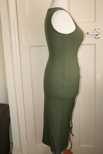 SIZE XL FITS 16/18 GREEN STRETCHY DRESS WITH FRONT DRAWSTRING & SPLIT BY CIDER - Picture 4 of 6