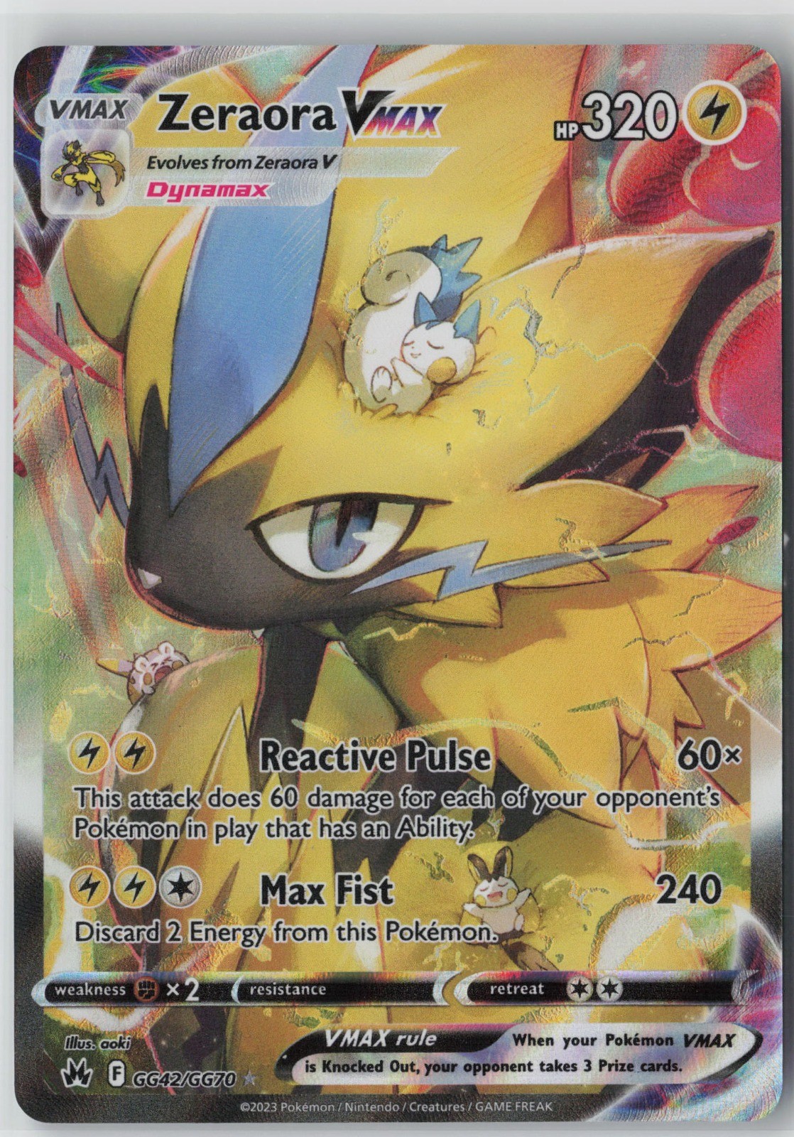Zeraora VMAX Ultra Rare SWSH: Crown Zenith: Galarian Gallery GG42/GG70 NM
