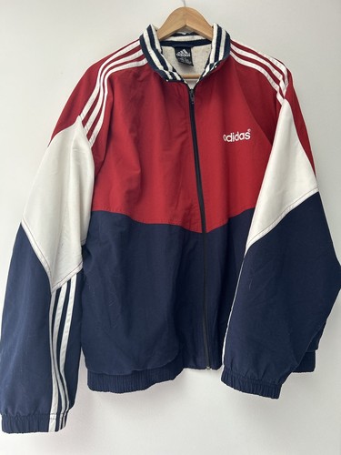 Vintage Adidas 3 Stripe Full Zip Up Jacket L Large 80s 90s Sport Red White Blue - Picture 10 of 16