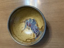 Le Sueur Pottery Bowl #2 Signed Brown Blue Swirl Vintage