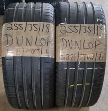 2 x 255 35 18 2553518 DUNLOP PART WORN SUMMER TYRES