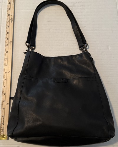 AMERICAN LEATHER CO So Soft Leather Shoulder Bag Black 4 Compartments