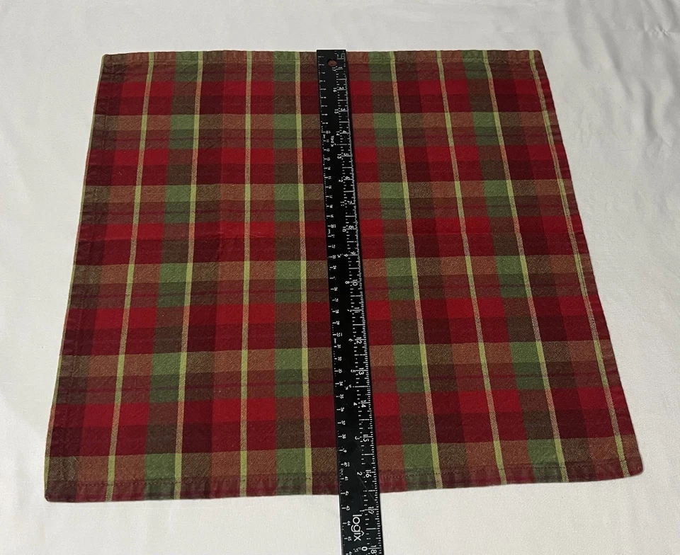 Set 3 vintage Christmas plaid napkins cotton Park designs Holiday Square LN - Image 4 of 4