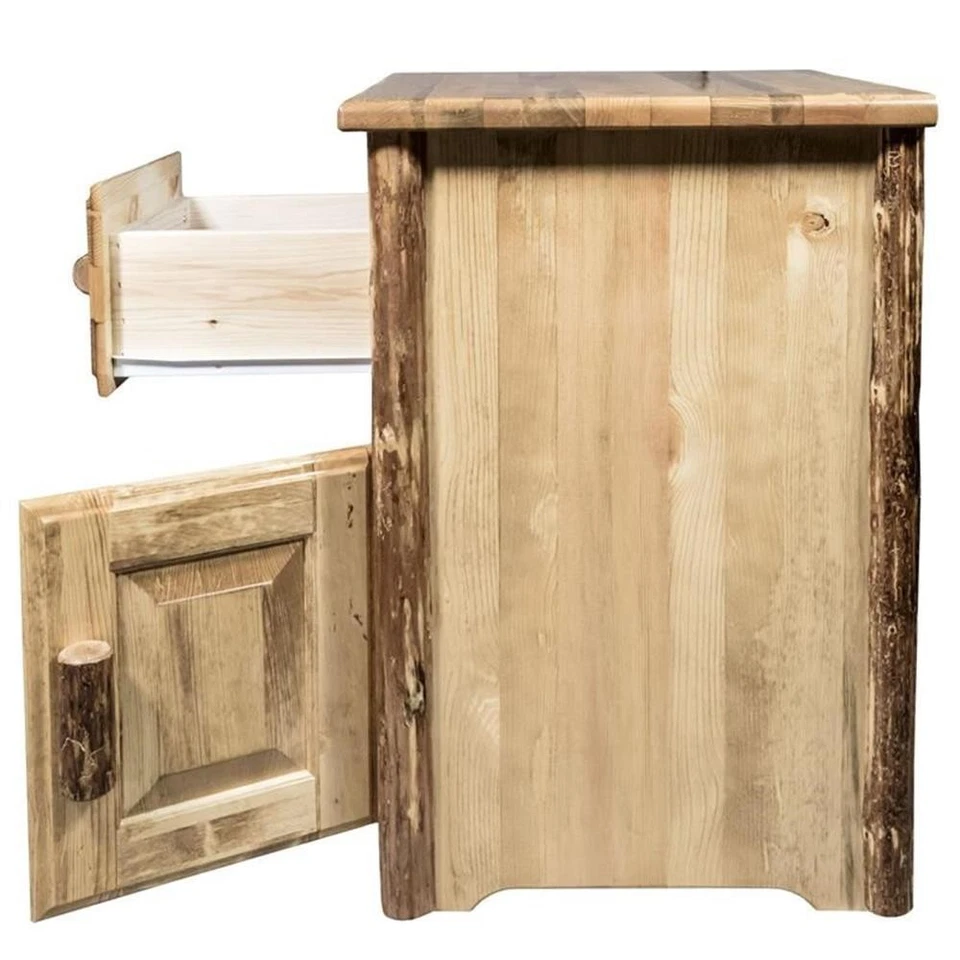 Montana Woodworks Glacier Country Solid Wood End Table with Drawer in Brown - Image 4 of 4