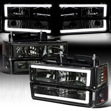 Fits 94-98 Chevy C10 Ck Silverado Tahoe Smoke Led Tube Headlightsbumper Lamps Fits 94-98 Chevy C10 Ck Silverado Tahoe Smoke Led Tube Headlightsbumper Lamps