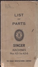 Singer Sewing Machine 43-1 to 43-6 Parts List...