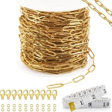 16.4Ft Stainless Steel Paperclip Chain chains,16.4ft,3.5mm, gold