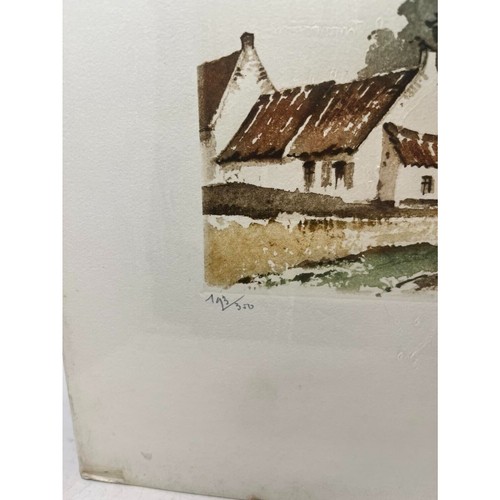 Roger Hebbelinck - Nummerierte signierte Herbstszene mit Windmühle und Bauernhof - Bild 3 von 4