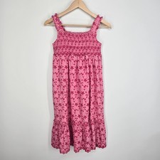 EUC Boden Girls 11-12 Pink Eyelet Maxi Dress Ruffle Tiered Floral Pink Summer