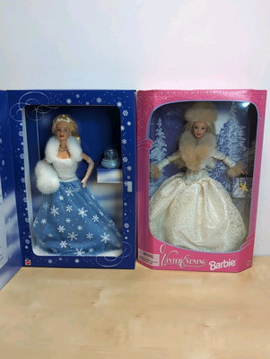 Mattel Snow Sensation Barbie Doll & Winter Evening Barbie Vtg - LOT OF 2