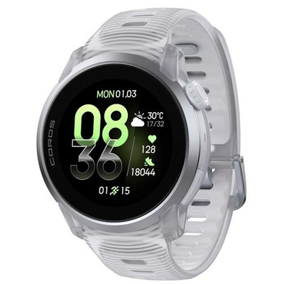 Coros PACE 4 GPS-Sportuhr mit Aluminiumgehäuse & Silikonarmband - Cloud-White