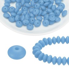 100Pcs Silicone Beads 12mm Lentil Rubber Focal Beads Bulk, Cold Blue