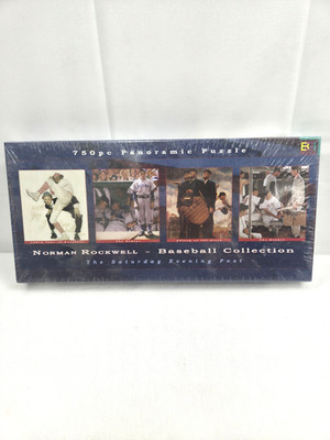 Buffalo Games Norman Rockwell Baseball Collection 750pc Panoramic Puzzle Sealed