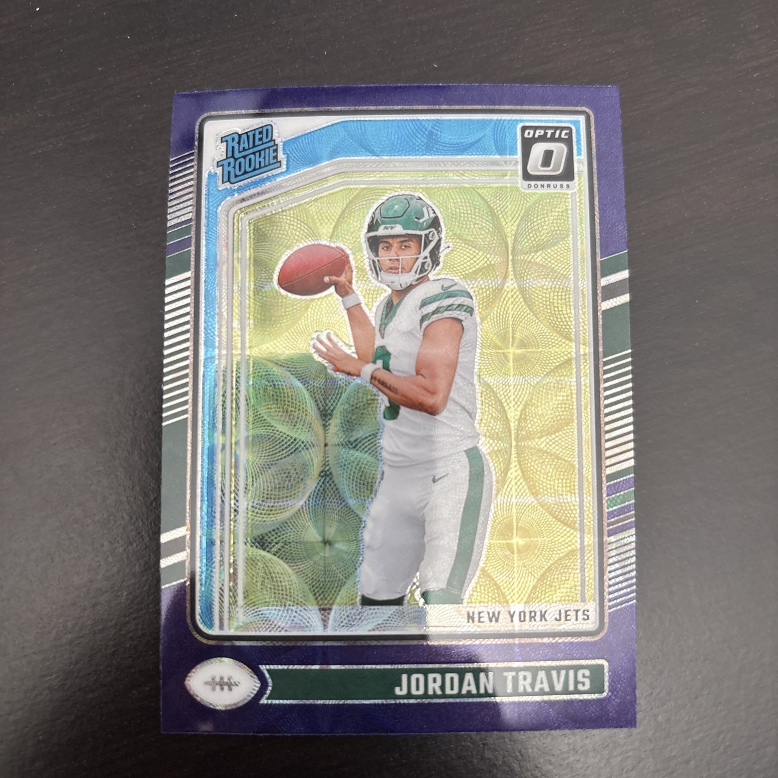 2024 Donruss Optic #260 Jordan Travis Rated Rookie Purple Scope RC New York Jets