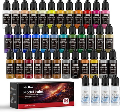 #ad 36 Colors Model Paint Set 20ml Ready to Use Modeling Acrylic Paints Brush amp; $64.39