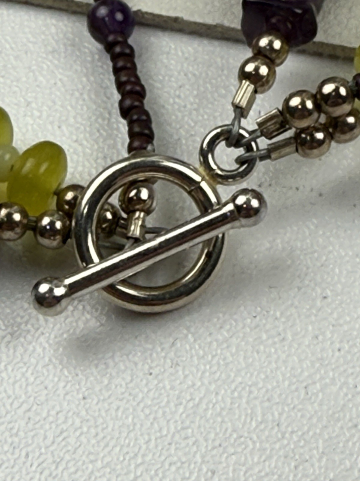 Triple Gemstone Amethyst Toggle Clasp Sterling Si… - image 6