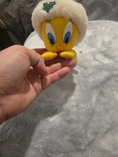 Looney Tunes 8  Holiday TWEETY Bird Plush w/ Santa Hat Vintage 1997