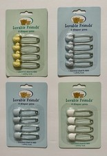 Luvable Friends Diaper Pins Blue Yellow Ducks Blue White Lot 4 New Sealed 2012