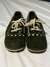 Vintage 60 s Womens Bowling Shoes Forest Green Suede Size 6