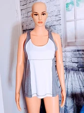 90' DEGREES BY REFLEX GRAY & WHITE ATHLETIC ATHLEASURE TANK TOP WOMEN'S SIZE  L