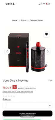 Shisha Vyro One x Novitec Travelshisha gebraucht, wie neu
