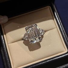 Emerald-Cut Moissanite Solitaire Ring In 925 ...
