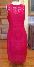 Guess Los Angeles Red Fitted Bodycon Lace Halter Style Dress Womens Size 14