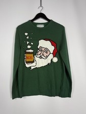 CHRISTMAS SANTA Jumper - Large - Green - Great Condition -Men  s