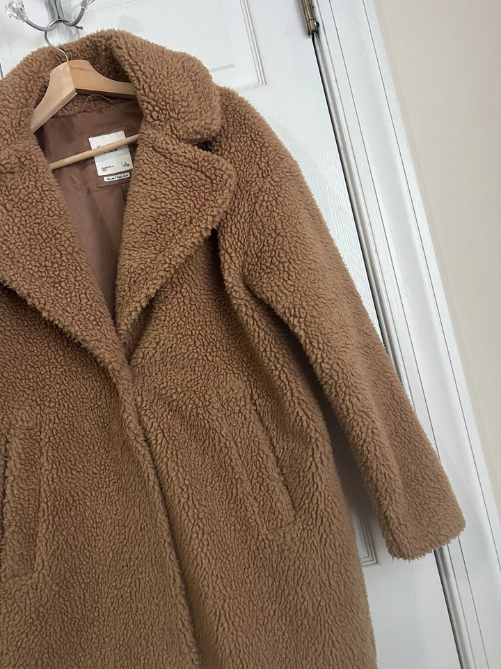 Abrigo de Peluche Abercrombie & Fitch The A&F Marrón Acogedor Difuso Acogedor Sherpa Talla Grande Foto 3 de 4