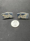 Vintage Aztec Mayan Sterling Silver Lapis Inlay Cuff Links Mexico — photo 9