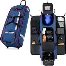 100L Rolling Baseball Catchers Gear Bag - Large Softball Equipment Duffle with W