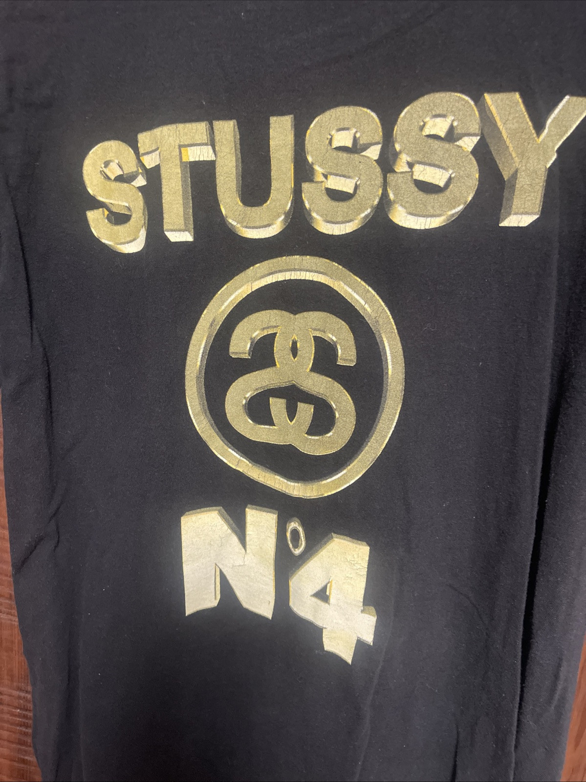 Stussy No. 4 Gold Tee #1903585 Black Unisex Size Medium - Limited!