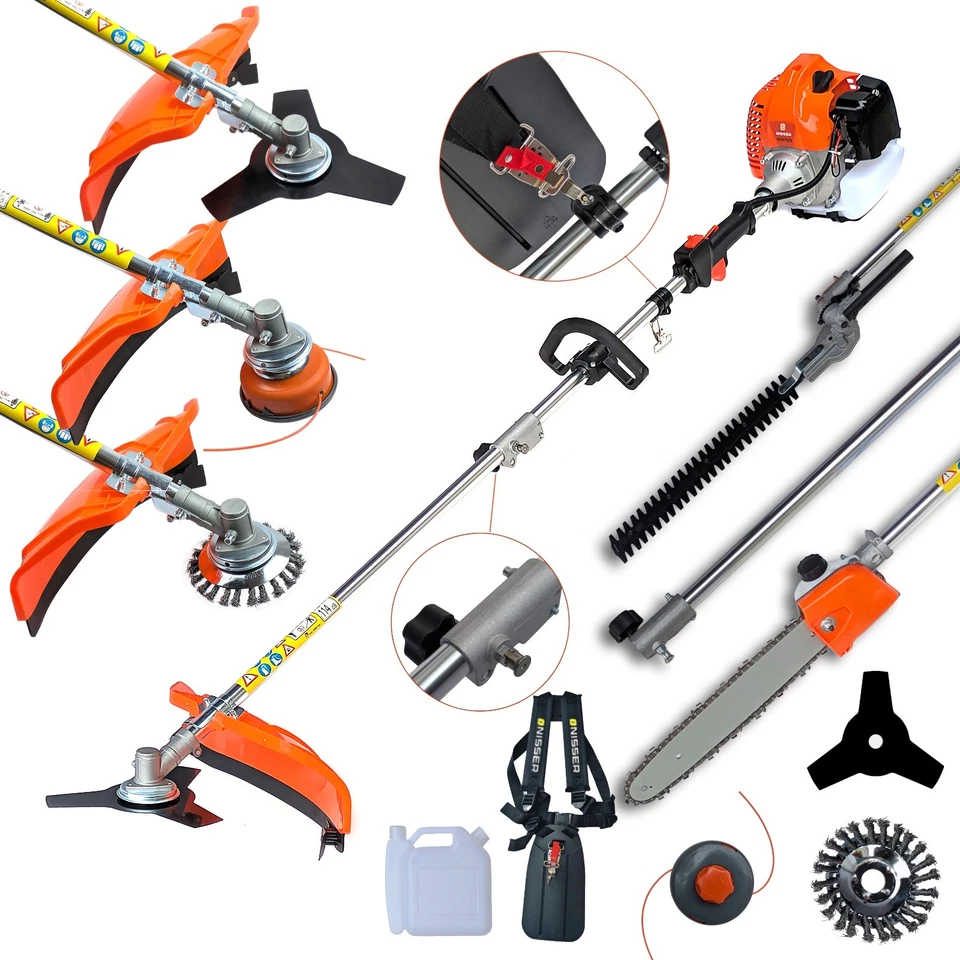 52CC 5 in 1 Heckenschere Multitool Benzin Freischneider Motorsense Garten Kettensäge