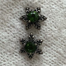 Vintage.925 sterling silver Russian diopside earrings 