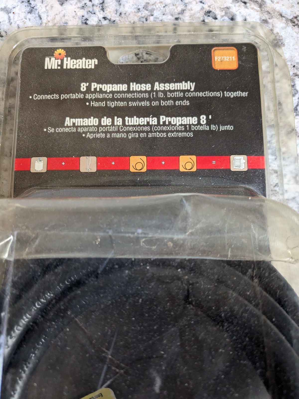 Mr. Heater Propane Hose Assembly 8' One Pound Bottle Connections USA F273211 New