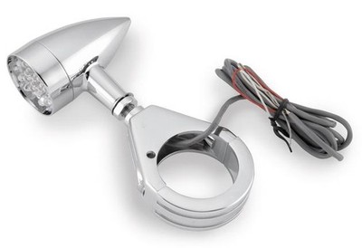 Biker's Choice Mini LED Turn Signals With Clamp Dual Circuit 41mm Chrome Amber