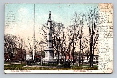 Morristown,NJ Soldiers Monument 1907 New Jersey Vintage Postcard
