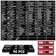 90 PCS Magnetic Toolbox Labels, 82 Pre-Printed 8 Blanks 3.5 x 1 , Black