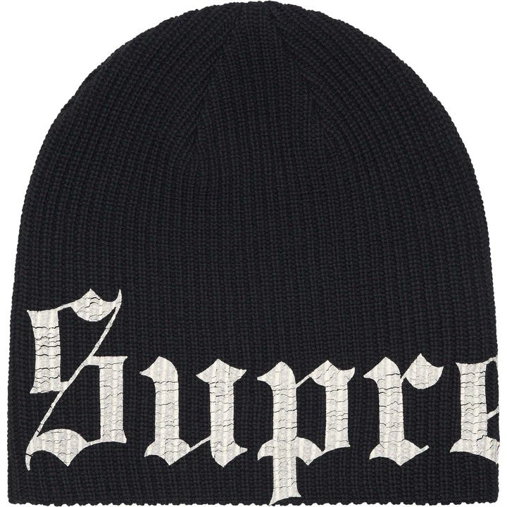 Bonnet coton Supreme ancien logo imprimé anglais noir commande confirmée