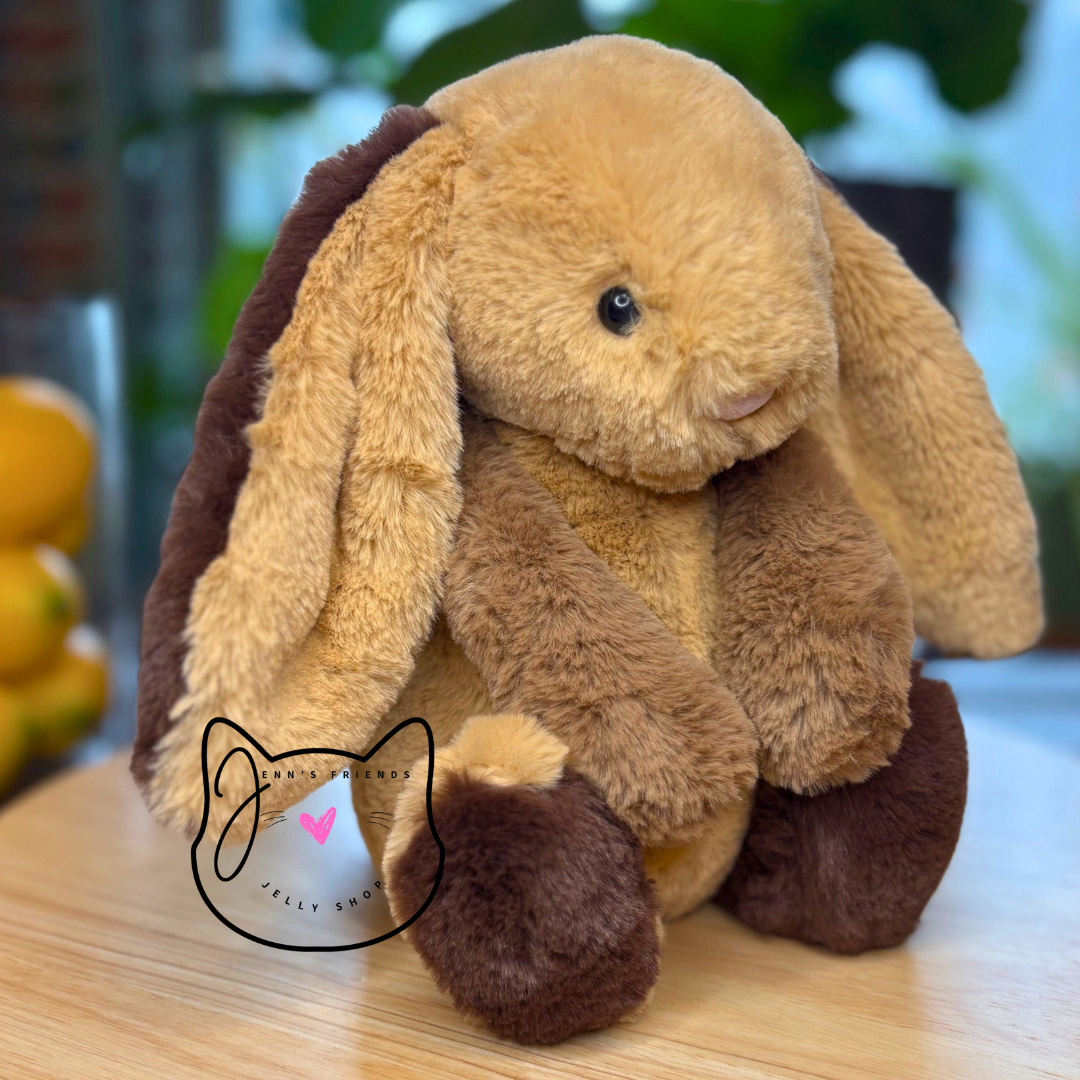 Jellycat ORIGINAL BASHFUL PATCHWORK BROWN BUNNY New NWT Medium