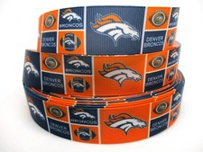 Denver Broncos NFL 1" Grosgrain Ribbon YOUR CHOICE: 5 or 10 Yards Football