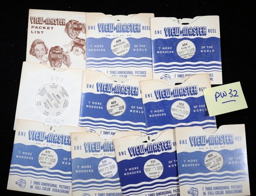 LOT View-Master 9 singe reels S. America, Columbia Cuba Guatemala Panama Mexico