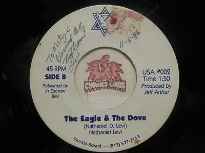 Signed! Nathaniel Levi: Blessed Be / The Eagle & The Dove, 45 RPM Fair/Poor (ZK)