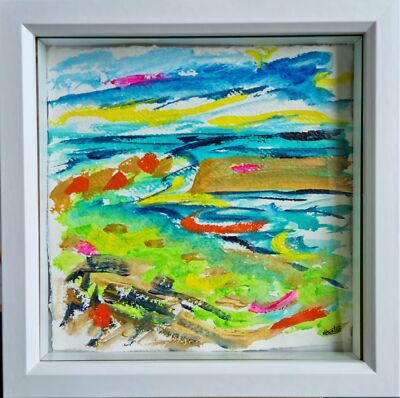 FRANKREICH PLOUESCAT MEERLANDSCHAFT HAFEN GEMÄLDE 5 NIGEL GEWÄSSER ORIGINAL SIGNIERT GERAHMT