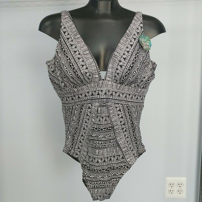 Miraclesuit Castaway Stripe Odyssy One Piece Swimsuit Women S Size 16 Ebay