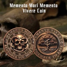 Memonto Mori Memonto Vivere Coin 3D Skull Challenge Coins Daily Stoic Reminder