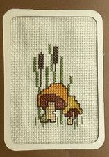 Cross Stitch Wall Hanging Vintage Handmade Frame Lot of 16 - 14" x 26"