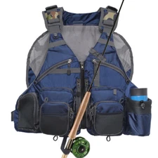 Kylebooker Fly Fishing Vest Pack Adjustable for Men and Women Blue