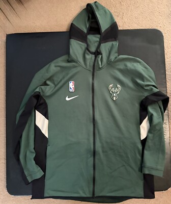 Nike Bucks Warm Up Hoodie Mens XL Zip Dri Fit Tech Fleece NBA  Preowned
